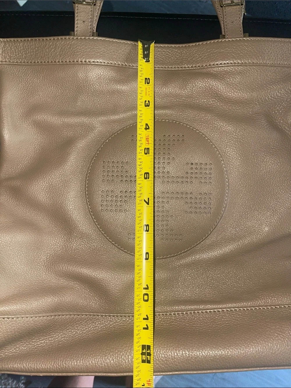 Tory Burch Taupe Pebbled Leather Tote